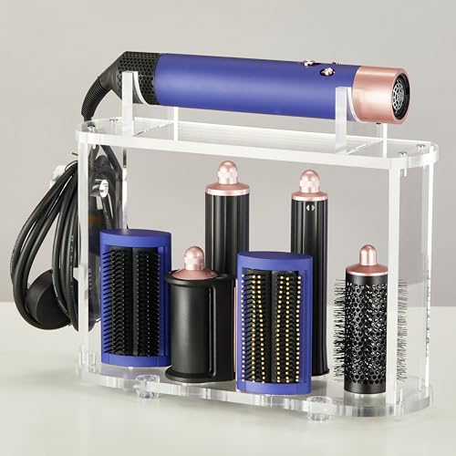 LifeLAZA Acrylic Holder and Organizer Compatible with Airwrap of Dyson and Airwrap Attachments, Airwrap Stand Storage, Countertop Airwrap Styler Rack Compatible with Airwrap Accessories