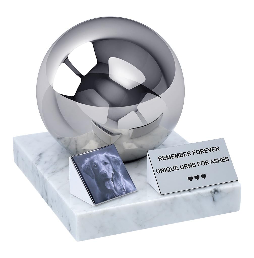 Pet Cremation Urn for Ashes with Custom Photo Decorative Urn For Dog or Cat (Black & White/Plaque)