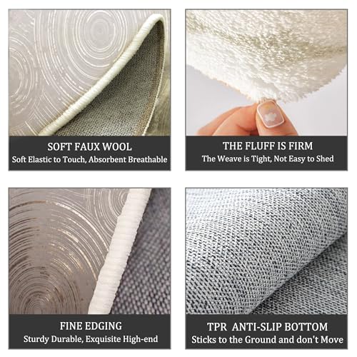 Tapis de salon rond gris 60cm au motif d'ondulation de l'eau moderne