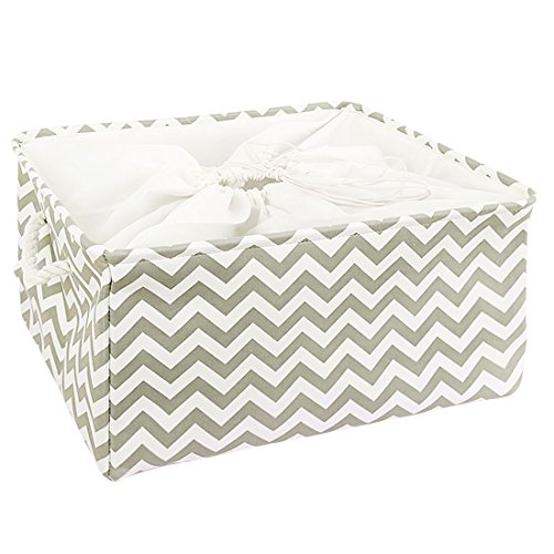 Ruilogod Canasta de almacenamiento de tela de lona, ​​Bins de almacenamiento plegable Cesta de juguete Ropa de lavandería Organizador de toallas W Cierre de cordón verde verde, 17.7 x 13.8 x 10 pulgad