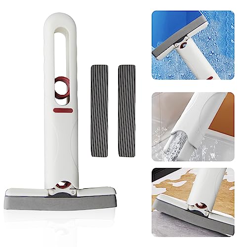 Zioya Mini Fregona De Esponja Fregona Portatil Con 3 Cabezales De Esponja Reutilizable Mini Mop Fregona Autoescurrible Para Limpiar Cocina Pared Techo Sofá Vidrio De Escritorio