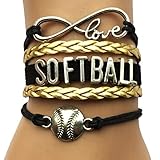 DOLON Infinity Love Softball Bracelet-Black with Gold