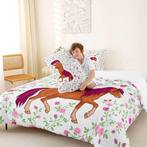 Image of Feelyou Girls Horse Comforter Comforter Set King Size for King Baby
