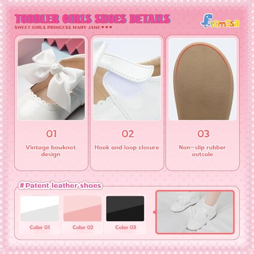 Toddler Girls Mary Jane Dress Shoes Ballet Flats Little Girls Soft Slip-On Bowknot Princess Shoes Wedding Party Casual Walking School Uniform Moccasins Baptism Shoes4