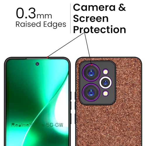 Image of Kapa Soft Fabric & Leather Hybrid Protective Back Cover for Realme 15 Pro 5G | Shockproof Slim Hard Anti Slip Back Case (Brown)