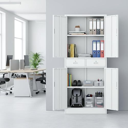 Miniatura 111 de CJF Gabinete de almacenamiento de metal, armario de almacenamiento con bloqueo con puertas y 1 cajón, 36 pulgadas de alto x 28 pulgadas de ancho x