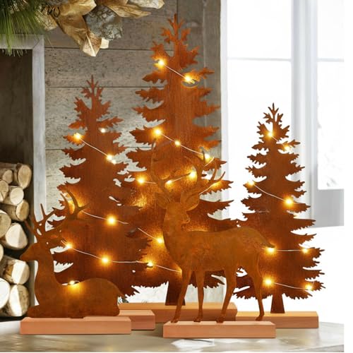 Johiux Weihnachtsdeko Innen Outdoor,5 Stück Metall-Weihnachtsbäume...