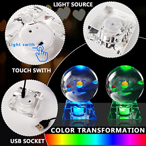 3D Solar System Crystal Ball with LED Base Astronomy Night Light for Home Decor Best Gift for Girlfriend Wife Mom Women on Valentines Birthday Thanksgiving Anniversary - Image 6