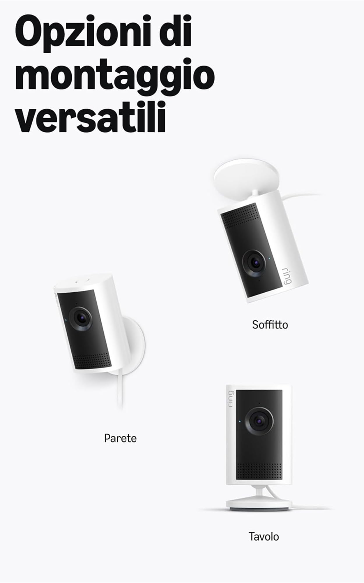 Ring Videocamera interna Plus (ultima generazione) con Videocitofono a batteria | Videocamera di sicurezza plug-in | Retinal 2K, zoom ottimizzato 4x,| Prova gratuita di 30 giorni del piano Ring Home