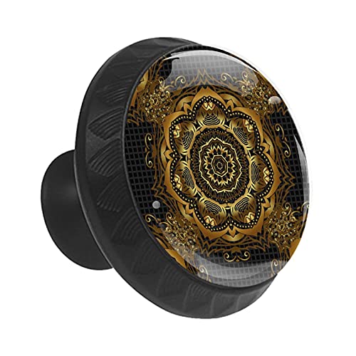 Boutons de tiroir mandala dorés 35 mm de qualité supérieure pour commode et meuble chic