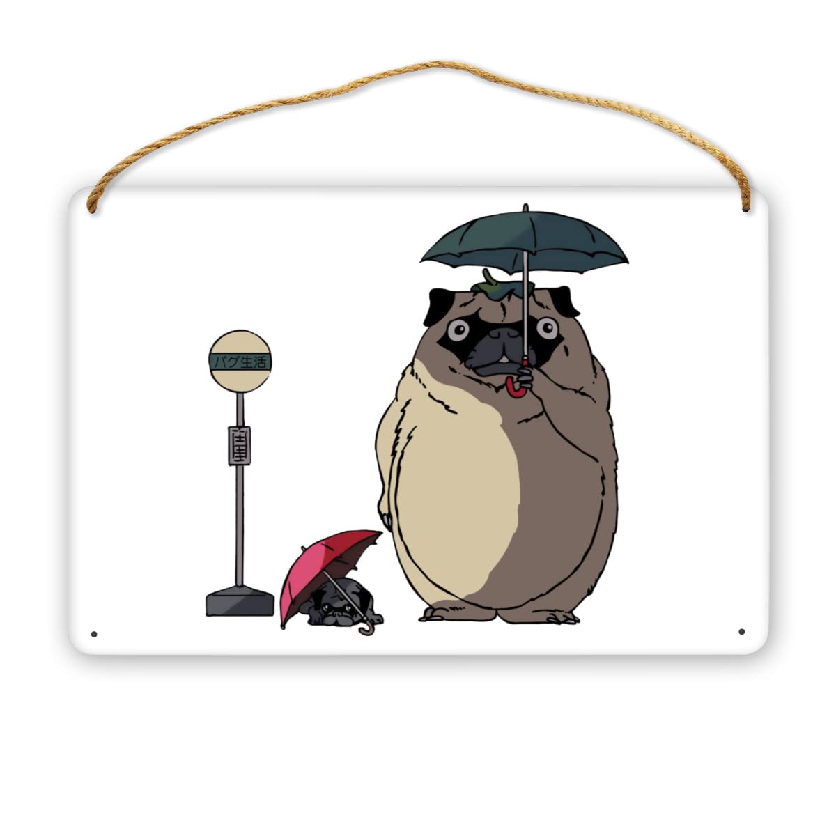 Amazon.co.jp: 木製看板 サインプレート おもしろ パグ 犬 アニメ ドア