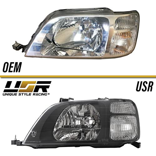 Usr Depo 97-01 Crv Headlights - Jdm Style Black Housing Clear Lens Front Headlight Set (Left + Right) Compatible With First Gen 1997-2001 Honda Cr-V #TOP4