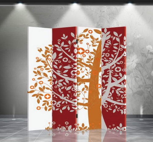 Asian Home Double Sided Canvas Screen Room Divider - Fortune Tree