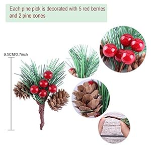Artificial Pine Picks 20pcs Christmas Wreath Picks Small Pine Picks Red Berries Pinecones Branches for Christmas Flower Arrangements Wreaths and Holiday Decorations Artificial Pine Picks 20pcs Christmas Wreath Picks Small Pine Picks Red Berries Pinecones Branches for Christmas Flower Arrangements Wreaths and Holiday Decorations