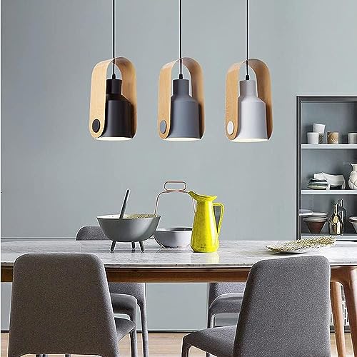 Lustre nordique e27 à trois têtes aux diverses formes géométriques - 4