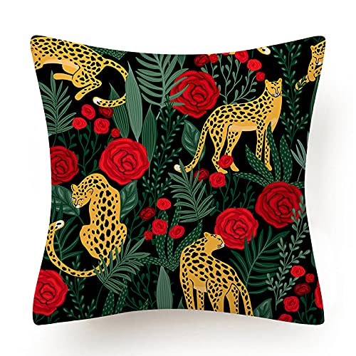 Ahahm Contrast Cheetah Leopard Printed Throw Pillow Covers Decorative Pillowcase Soft Cushion Covers For Bedroom Livingroom Sofa Dorm Farmhouse 18 X 18 Inch 4 Pcs #TOP2