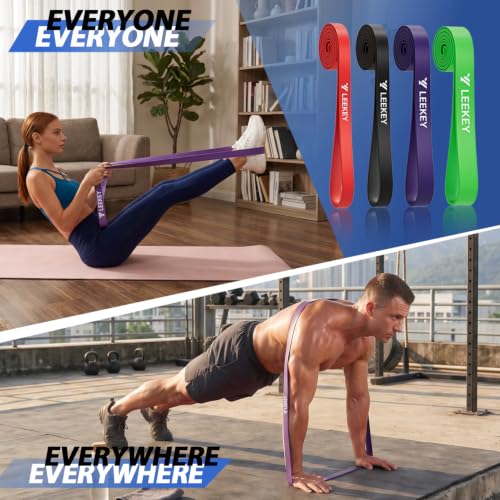 Image of LEEKEY Resistance Band Set, Pull Up Assist Bands - Stretch Resistance Band - Mobility Band Powerlifting Bands For Resistance Training, Physical Therapy, Home Workouts (Set-4)
