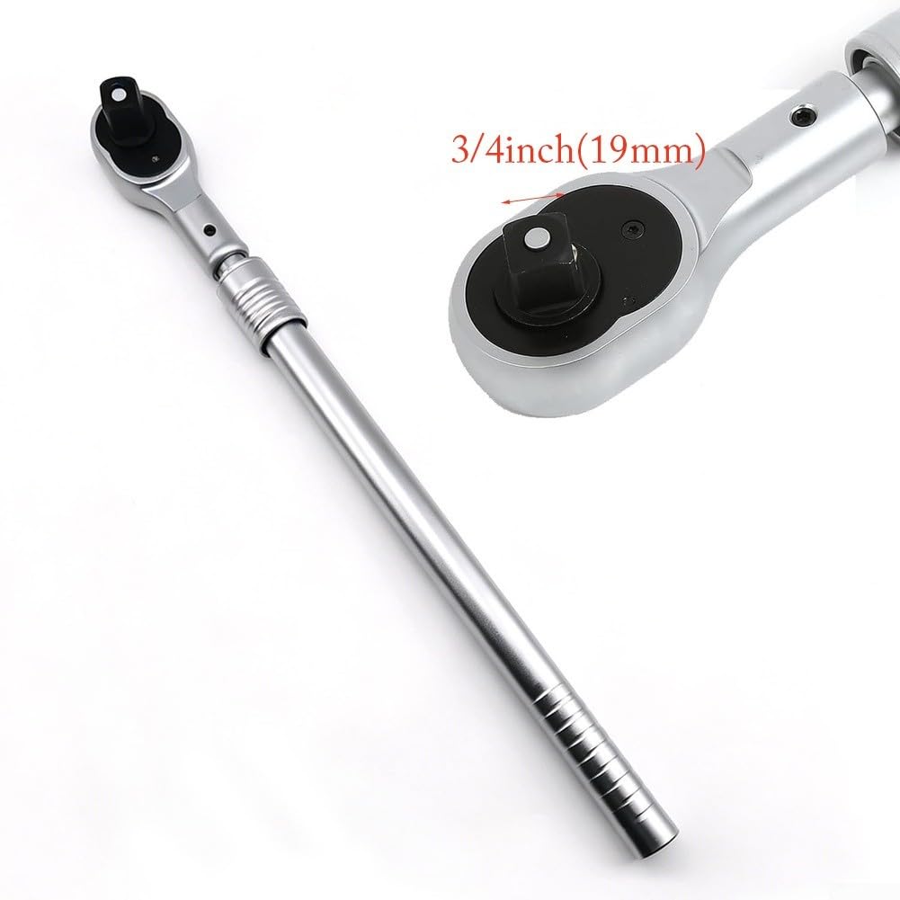 Llave de trinquete telescópica resistente con cabeza de 72 dientes, extensible de 625 a 1020 mm, liberación rápida de 3/4 pulgadas, para acero CR-V, agarre antideslizante para automóviles y
