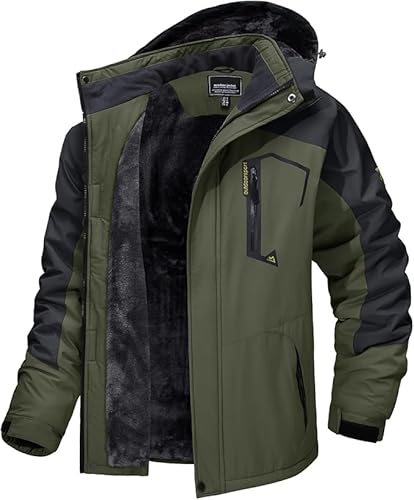 Magcomsen Chaqueta Impermeable Hombres Con Forro Polar Para Exteriores Chaqueta Invierno Multibolsillos Con Capucha Magcomsen Chaqueta Impermeable Hombres Con Forro Polar Para Exteriores Chaqueta Invierno Multibolsillos Con Capucha