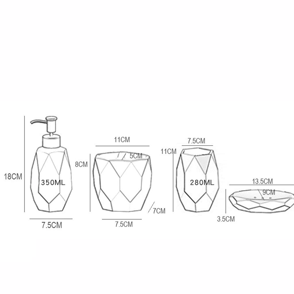 HYLR Lujosas cerámicas Mordern Juego de Accesorios de baño 5 Piezas Suministros de baño Juegos de Porta cepillos de Dientes Taza Taza de Enjuague dispensador de jabón Decoración de baño