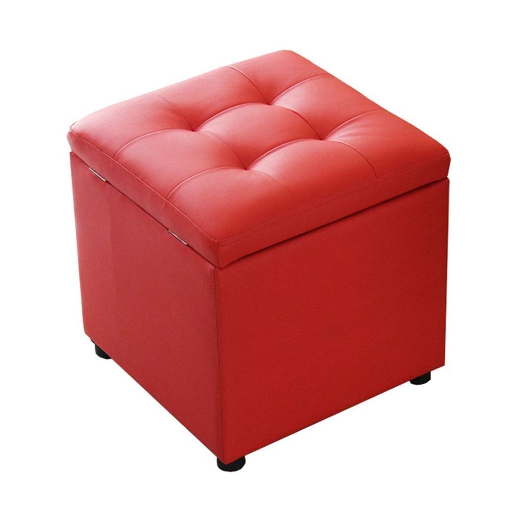 Tabouret de rangement rouge en PU 40x40x40 cm