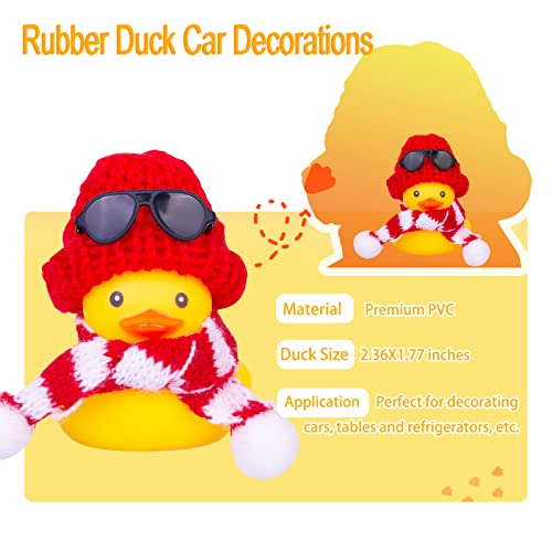 Image of Rubber Duck Car Ornaments 2Pack Winter Duck Car Dashboard Decorations for Christmas Decor and Home Decorations with Mini Hat Scarf and Sunglasses(A)