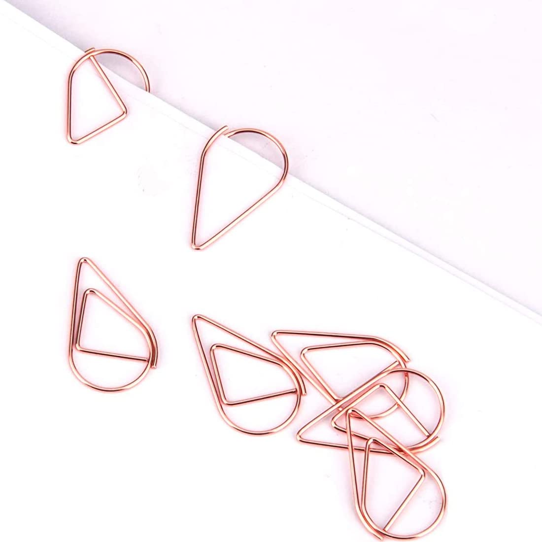 100 Pièces Trombones En Forme De Goutte D'Eau Or Rose - Créatifs Et Robustes Pour Bureau Et Loisirs