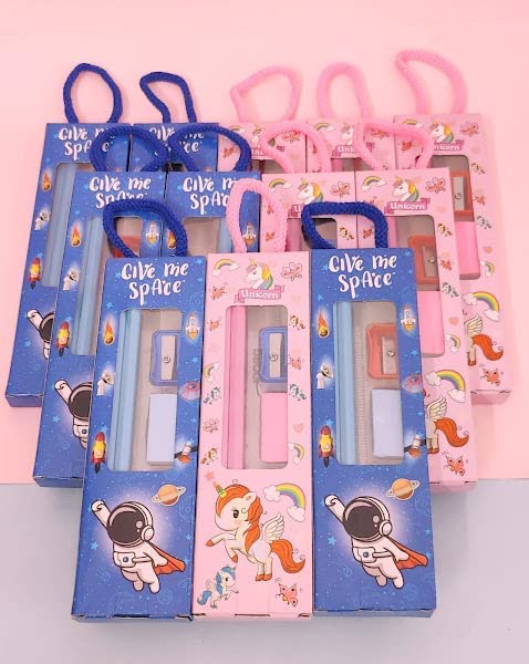 Tera 13 (36 Piece) Return Gifts Birthday Party Unicorn Pencil Set for Girls Kids Space Eraser Sharpener Scale for Boys Girls Stationart Set for Boys