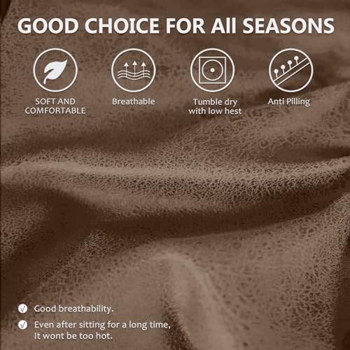 Image of ANARACHON Leather Like Recliner Chair Covers Stay in Place, 4 Pieces Recliner Cover for Recliner Chair, Leather Cover for Recliner slipcovers Washable for Pets (Light Brown)