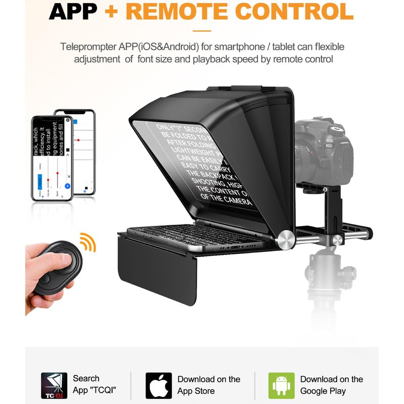 LENSGO TC7 II Faltbarer Teleprompter für Kamera/Smartphone – tragbar, Bluetooth-Fernbedienung, hochauflösendes Display, universelle Kompatibilität (Universalversion für Kameras)