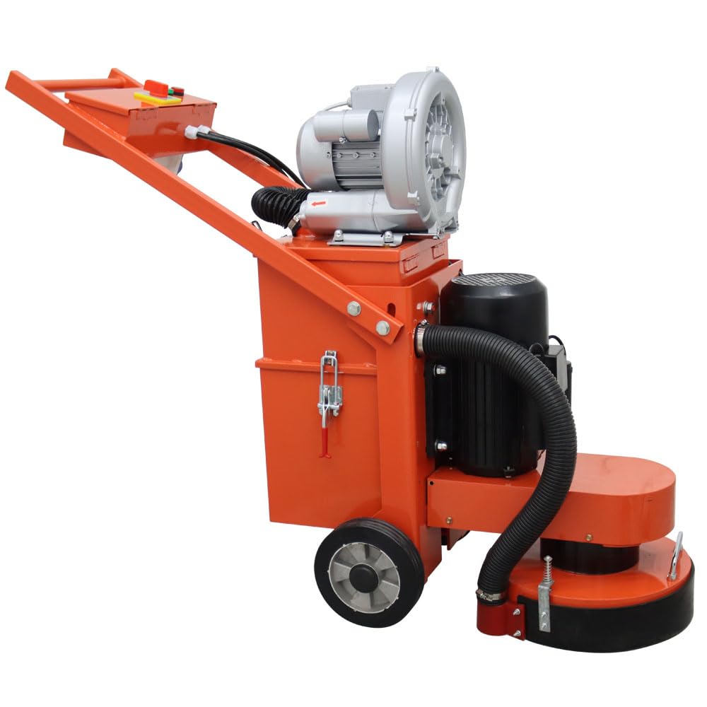 THUXEON 220V Cement Ground Grinder with 20L Dust Collection Box 4KW Grinding Machine Concrete Floor Polisher Work Depth 0-3mm Concrete Surface Grinder for Terrazzo Epoxy Floor