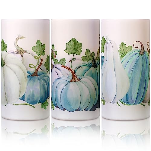 ROCEEI-3-Pack-Thanksgiving-Fall-Flameless-LED-Candles-with-Remote-Blue-Pumpkin-Battery-Operated-Real-Wax-Black-and-White-Autumn-Candles-Thanksgiving-Decor-GiftFresh-Style ROCEEI 3 Pack Thanksgiving Fall Flameless LED Candles with Remote Blue Pumpkin Battery Operated Real Wax Black and White Autumn Candles Thanksgiving Decor GiftFresh Style