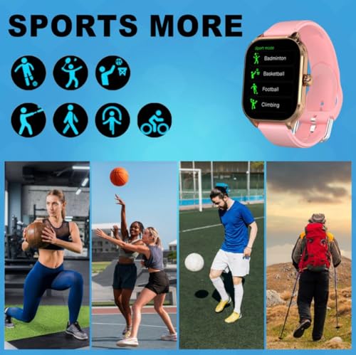 Image of ZERIX Premium Smartwatch - 2.01 inch Full Touch Display, Custom Wallpapers, Advanced Fitness & Health Tracker, Heart Rate & Blood Pressure Monitor, Sleep & Step Tracking, Android & iOS, Pink (Pink)