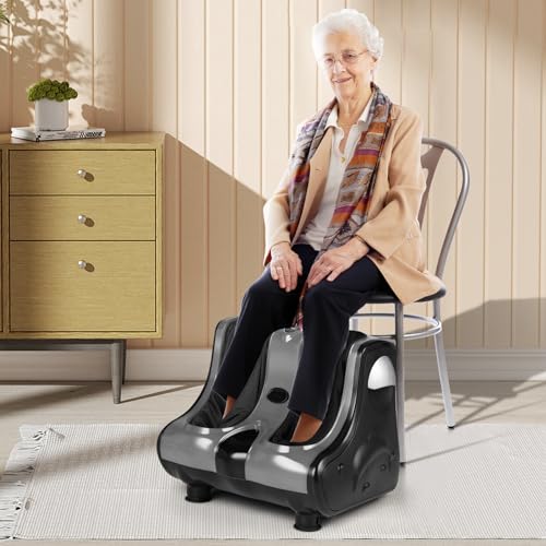 Image of Giantex Foot and Calf Massager with Heat - Shiatsu Foot Massager Machine with Vibration, Deep Kneading, 3-Level Intensity Modes, Electric Foot Massager for Tired Feet, Leg, Calf Pain Relief (Grey)