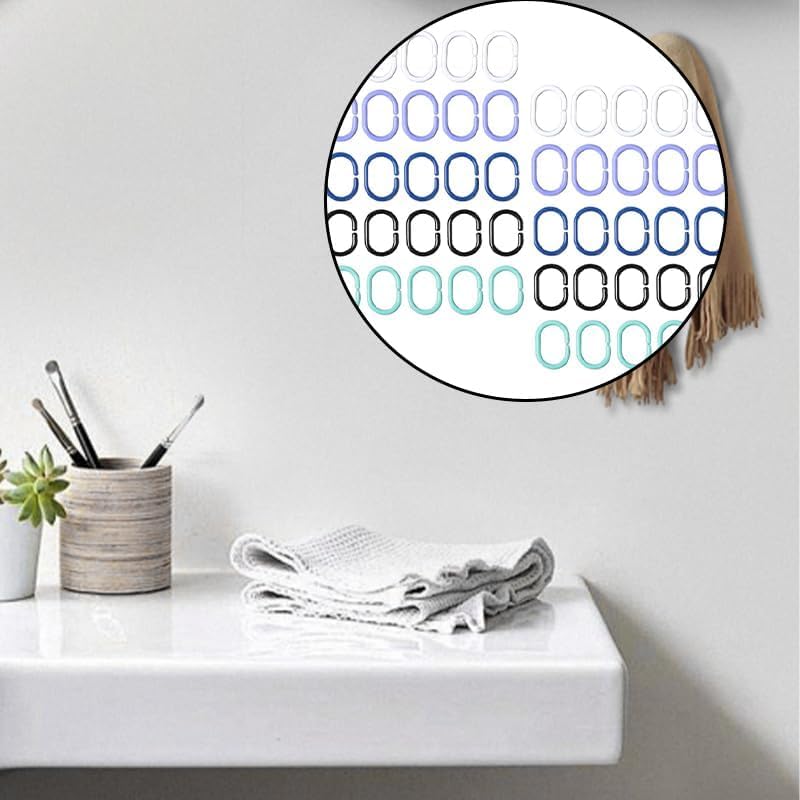 60 Pack Plastic C-Shape Shower Curtain Hooks for Bathroom, Shower, Window Rods and Curtains Hangers(5 Colors)