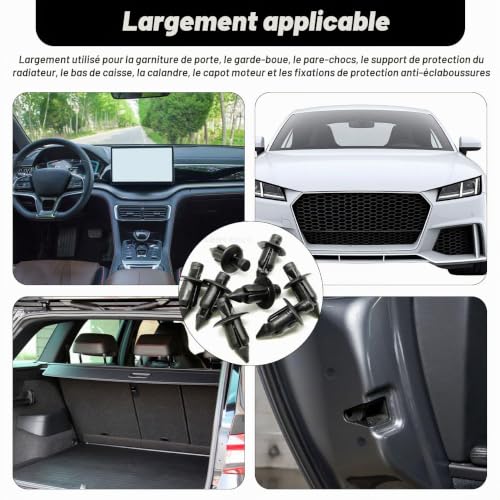 KONFEN Lot de 50 Pièces 6MM Clips de Carénage Rivet en Plastique, Clips Fixation Panneau Garniture Voiture Moto Vélo Universelles, Fixations Pare-Chocs Porte Fender Push Attaches Pièces Remplacement – vue 6