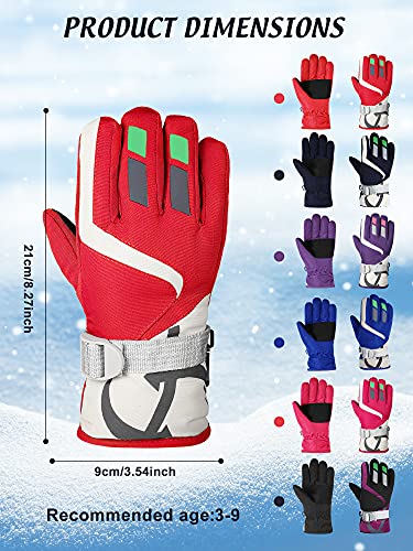 2 Pairs Kids Winter Gloves Waterproof Mittens Children Thicken Ski Snow Gloves Snowboard Gloves For Boys Girls Warm Gloves Cold Weather Outdoor Sport Mittens Windproof (Blue, Red) #TOP1