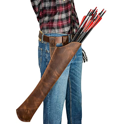 Valhalla Gear, Hip Quiver With Belt Loop Handmade From Full Grain Leather - Arrow Holder For Target Shooting, Bow Hunting & Archery Sports, Target Training - Bourbon Brown #TOP3