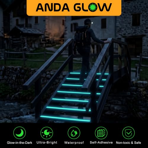 Image of High Brightness Glow in the Dark Tape for Safety Marking, Art Craft DIY, Halloween Deco and Party Accessories. Non-Toxic Adhesive, Waterproof Rechargeable Luminous Tape Blue-Green Light (2 in X 30 ft)