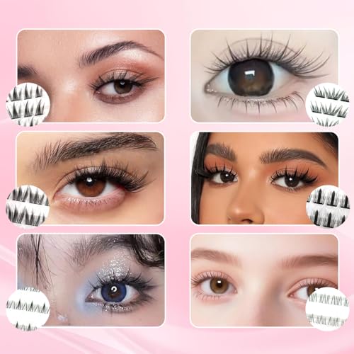 Image of MAYCREATE 12 Styles 272pcs Fake Eyelashes Self Adhesive Eye Lashes for Women Natural to Dramatic Eyelash Lash Clusters Mixed Length False Eyelashes Extension Kit with Storage Case for Home Salon Use