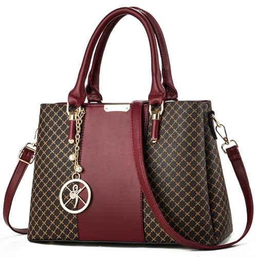 Purse and Handbags for Women, 3 Zip Compartments Tote Bag Designer Shoulder Purse Top Handle Satchel Bags