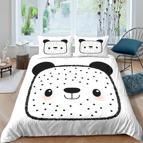 Housse de couette panda 200x200 cm avec sa parure de lit double en microfibre douce - 4