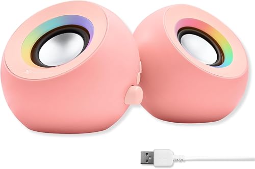 X9 Performance Altavoces de computadora rosa para PC de escritorio con iluminación RGB, Bluetooth, USB y AUX - Conexión de triple modo,