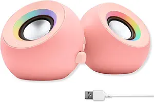 X9 Performance Pink Computer Speakers for Desktop PC with RGB Lighting, Bluetooth, USB, and AUX - Triple Mode Connection, Dual 2.25" Drivers for Work and Play, Bluetooth Desktop Speakers for PC - Pink