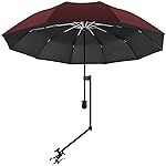 UPF 50+ Beach Umbrella with Adjustable Universal Clamp