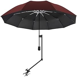 UPF 50+ Beach Umbrella with Adjustable Universal Clamp