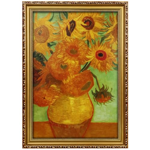 Image of 13x19 Picture Frame Gold Wood Vintage Picture Frames Antique | Real Glass, Easy Photo Changes, Wall Hanging