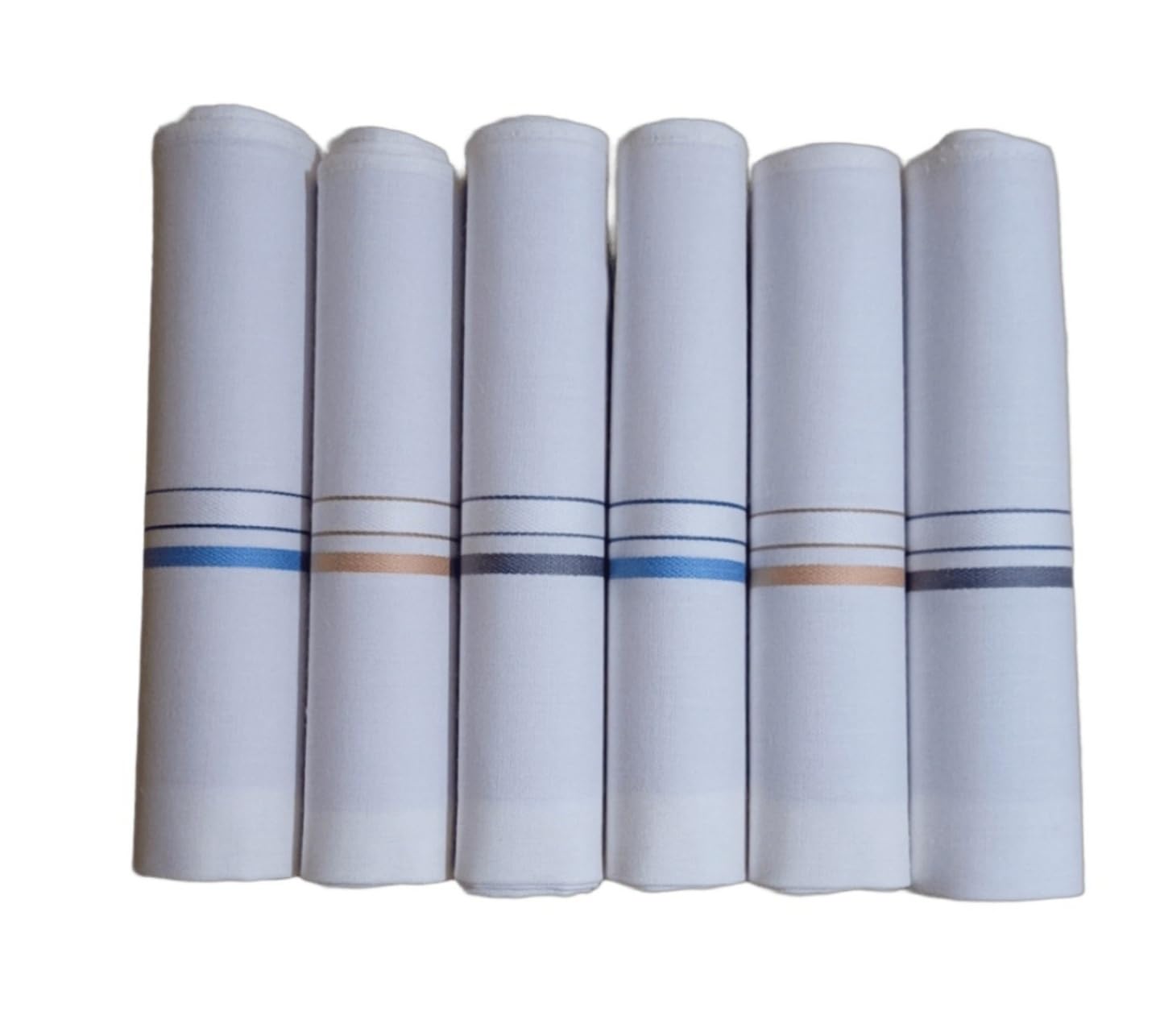 chancellor MENS HANKIES- 6 PC PACK - COTTON- WHITE STRIPES-picture-31