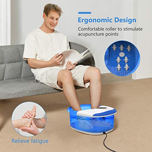 Carevas Foot Spa Massager, Heated Foot Bath with 14 Massaging Rollers, O2 Bubbles, Adjustable Temperature, Medicine Box for Tired Feet Stress Relief - Thumbnail 3