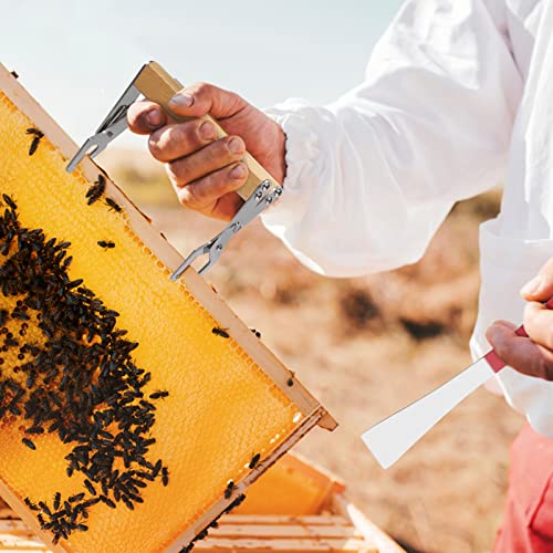 MONCAP 2 Stück Imkerei Bienenstock Schaber Bienenkorb Rahmen Griff Lifter mit Holzgriff Edelstahl Schaber Bienenstock… – Bild 3